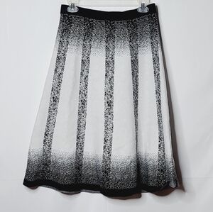 Carole Wren flowy midi stretch lined A-line black white skirt sz Medium